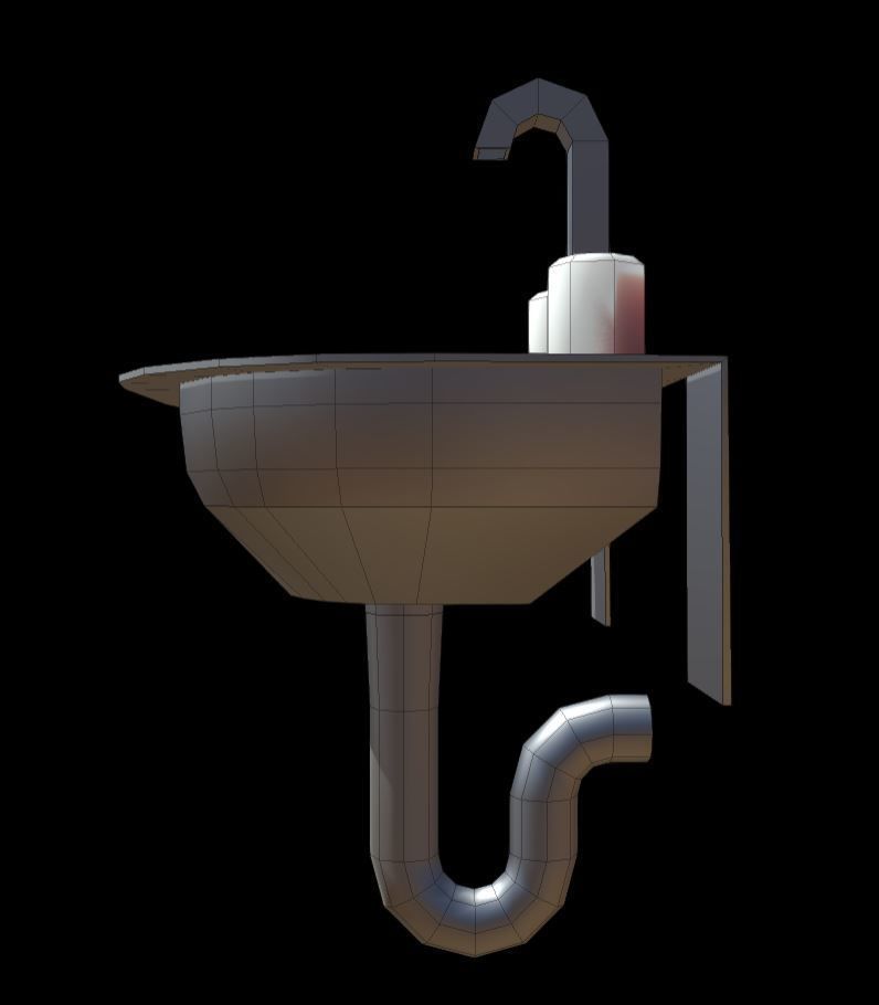Low-Poly Sink bathroom with two faucets Low-poly 3D model_100
