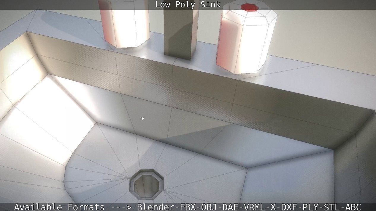Low-Poly Sink bathroom with two faucets Low-poly 3D model_83