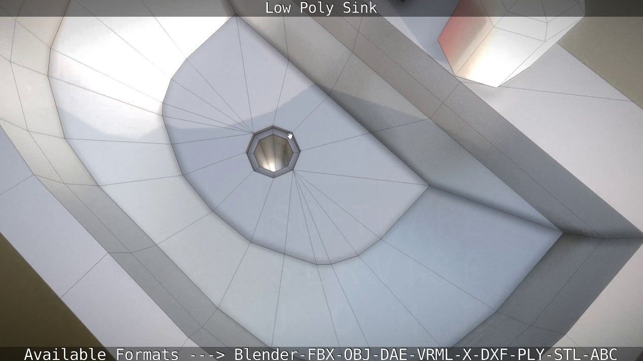 Low-Poly Sink bathroom with two faucets Low-poly 3D model_84