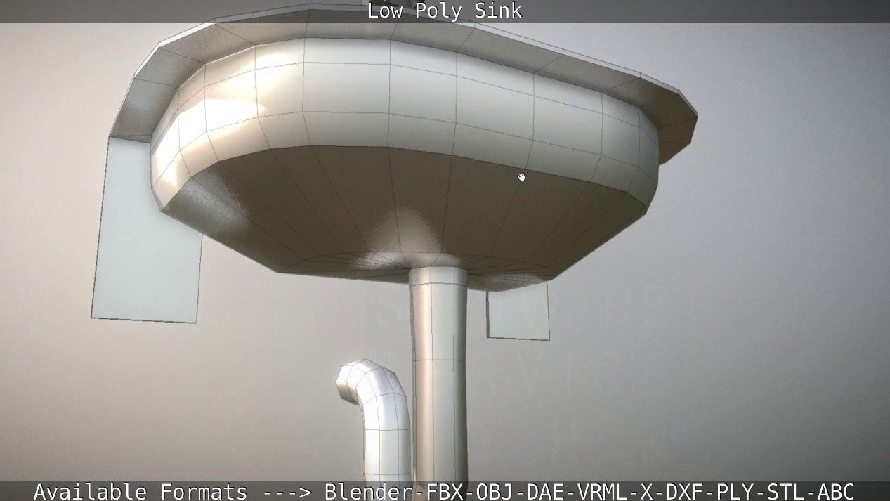 Low-Poly Sink bathroom with two faucets Low-poly 3D model_30