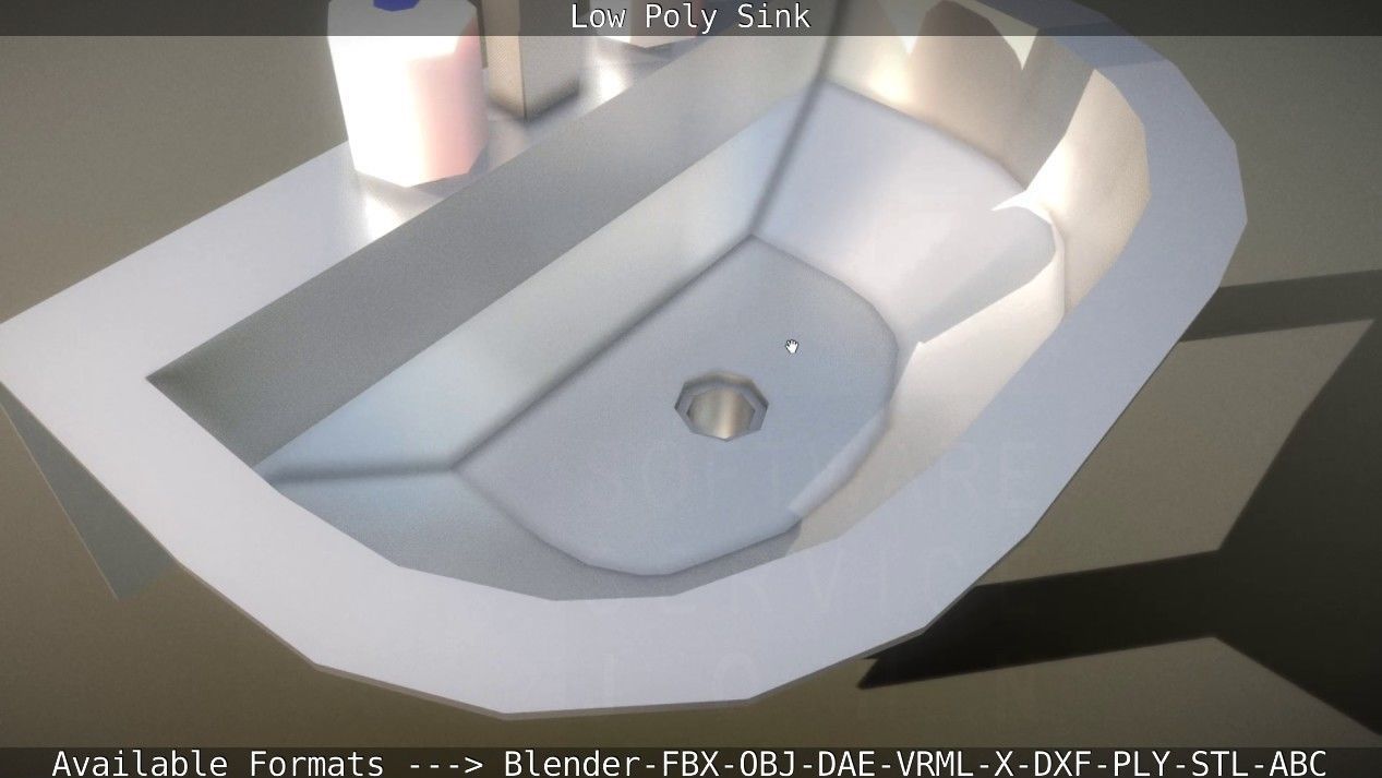 Low-Poly Sink bathroom with two faucets Low-poly 3D model_39