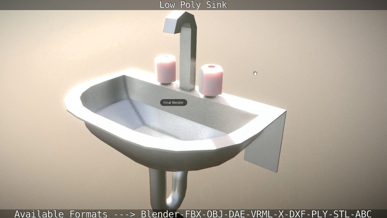 Low-Poly Sink bathroom with two faucets Low-poly 3D model_66
