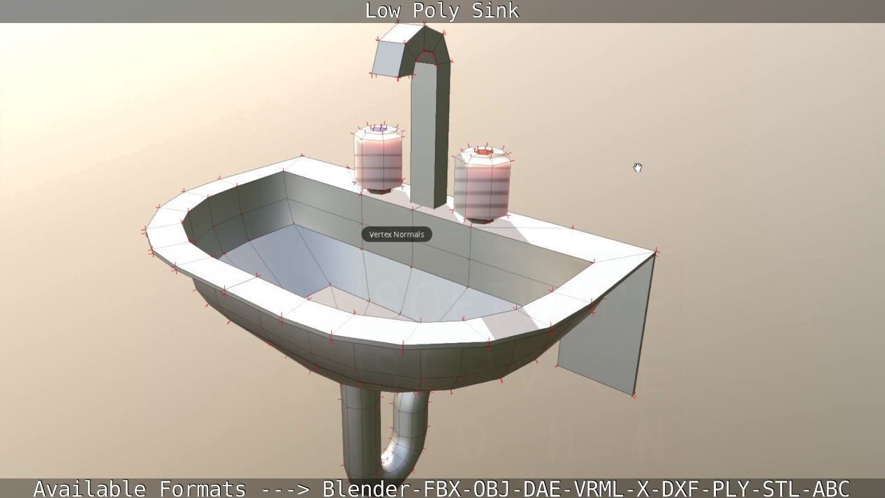 Low-Poly Sink bathroom with two faucets Low-poly 3D model_53