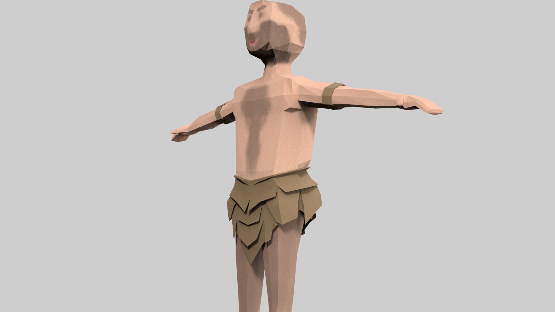 caveman man Low-poly 3D model_3