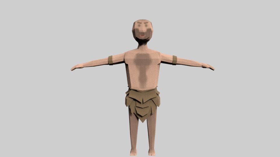 caveman man Low-poly 3D model_1