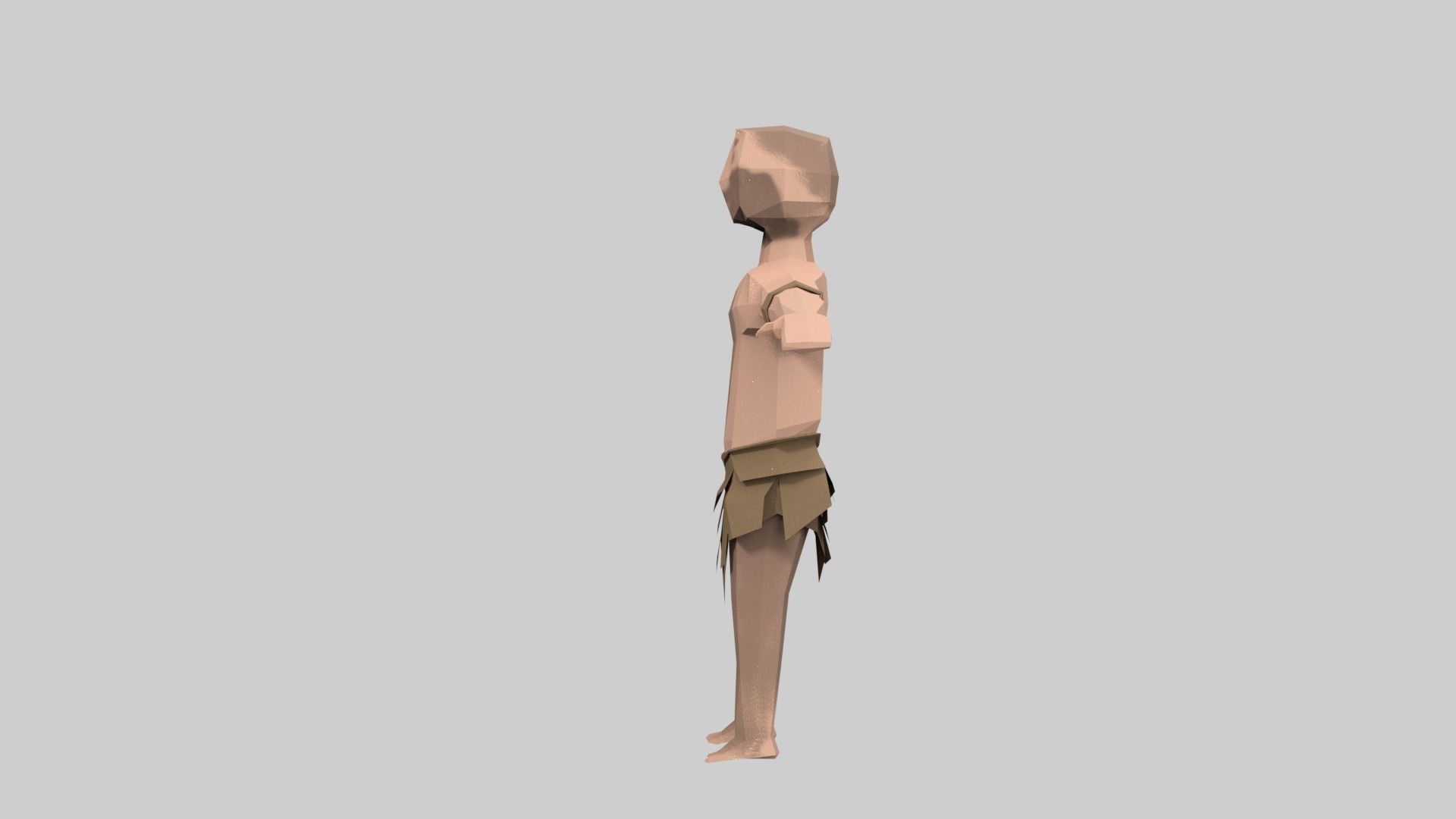 caveman man Low-poly 3D model_2
