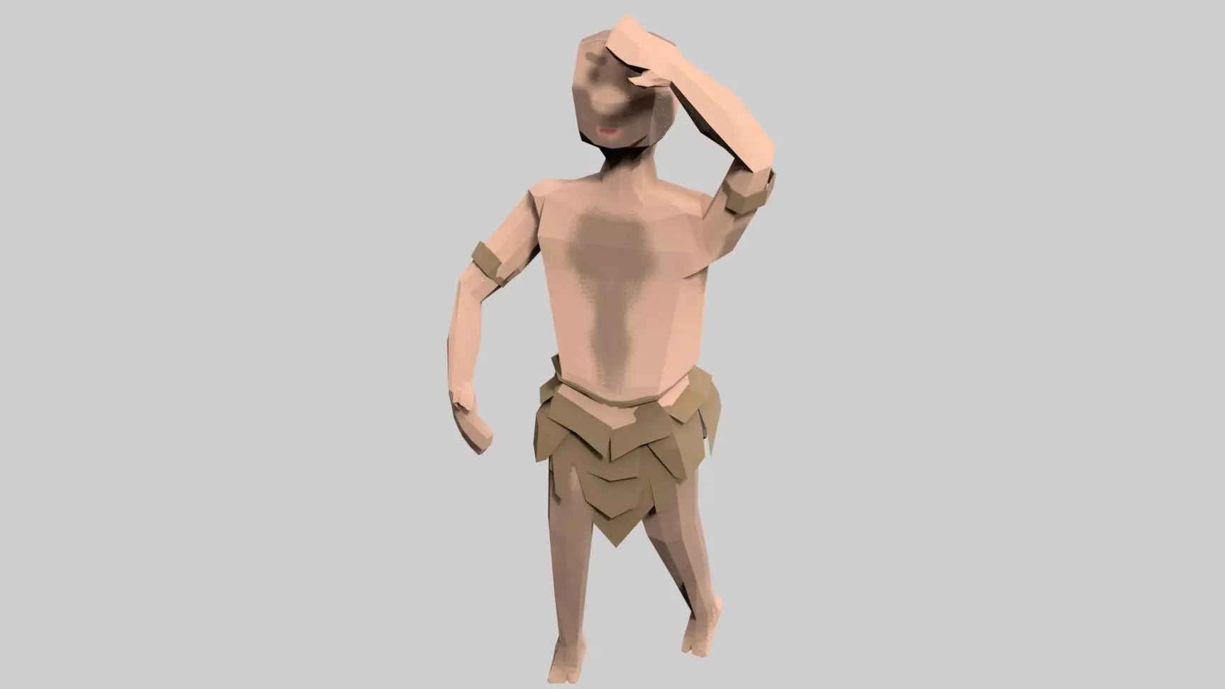caveman man Low-poly 3D model_0