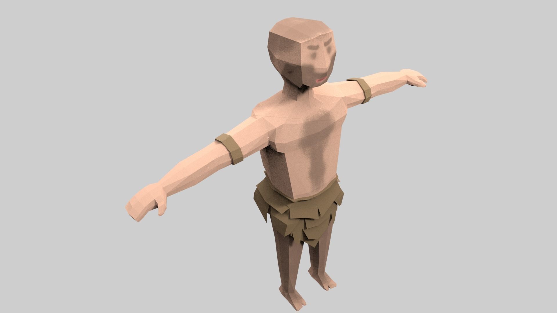 caveman man Low-poly 3D model_4