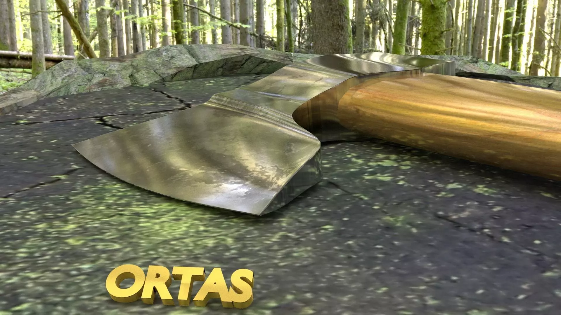 ORTAS AXE NO 10 GAME READY SHARP STEEL AXE 3D model_0