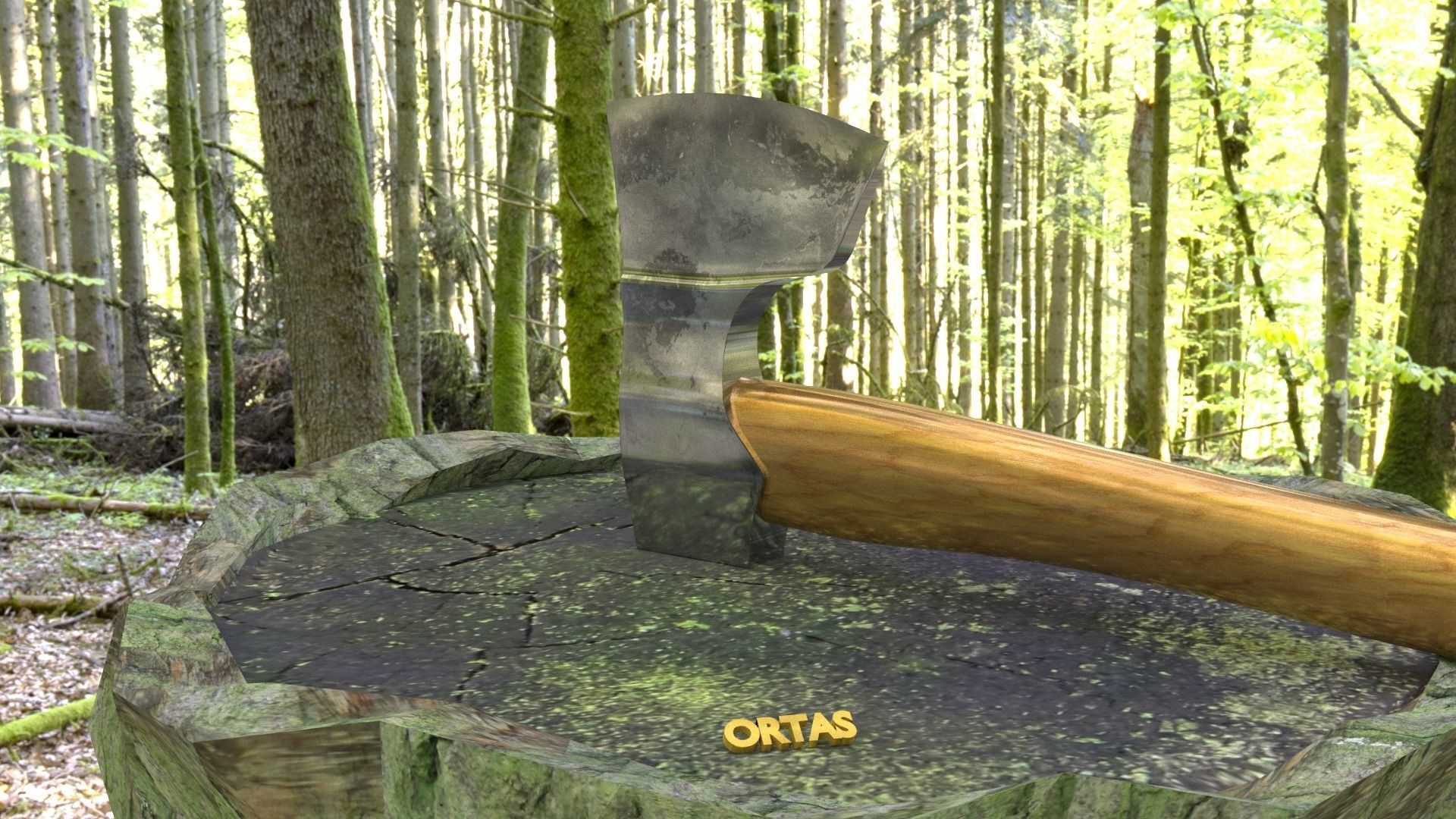 ORTAS AXE NO 10 GAME READY SHARP STEEL AXE 3D model_1