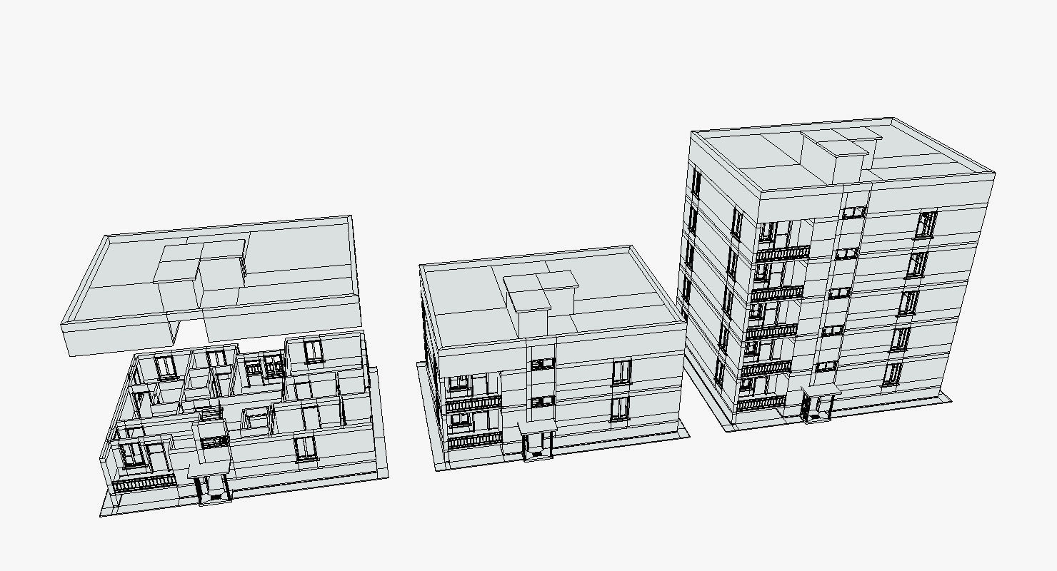 Simple Building Low-poly 3D model_9