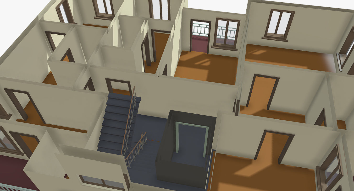 Simple Building Low-poly 3D model_2