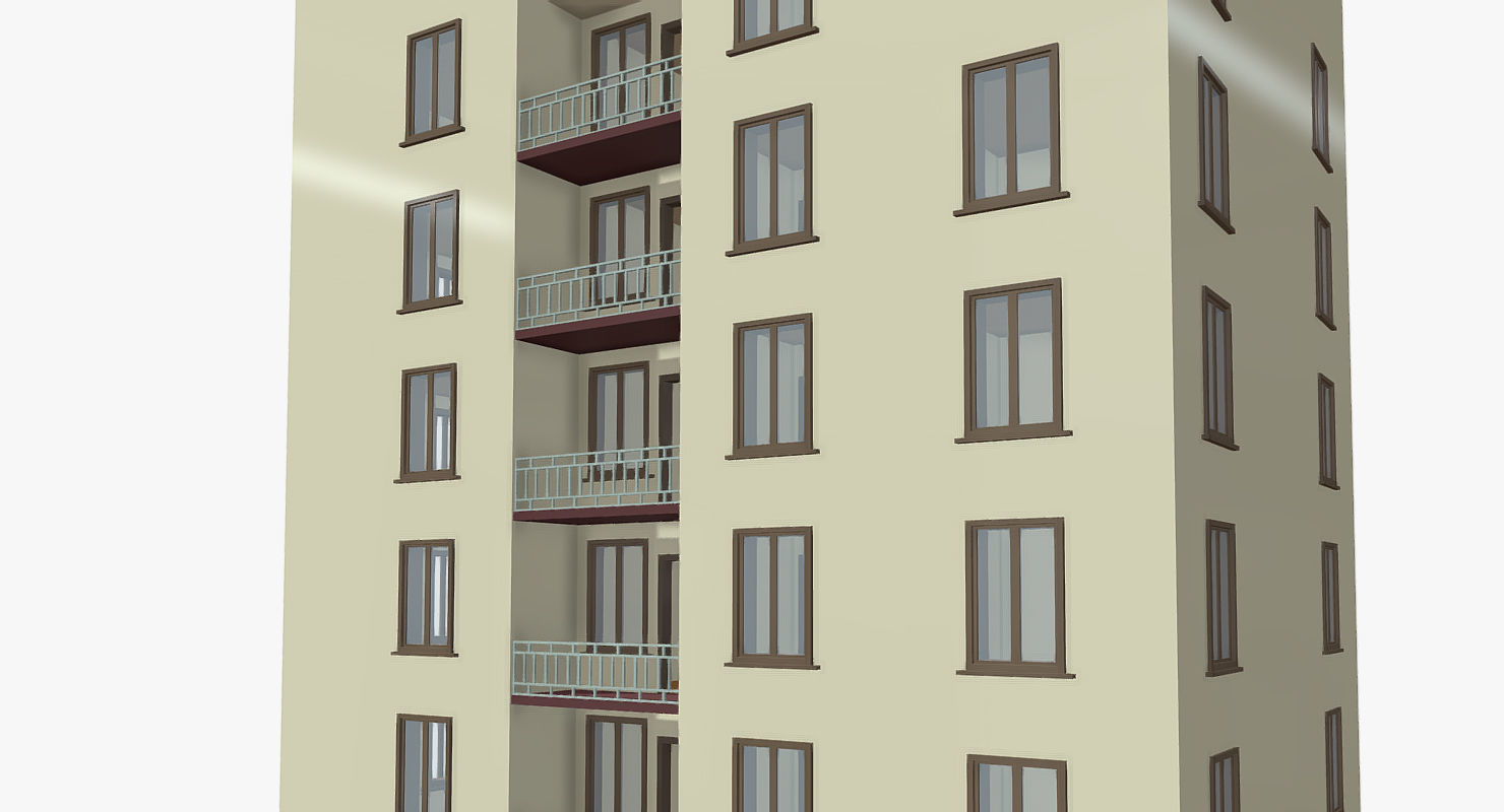 Simple Building Low-poly 3D model_7