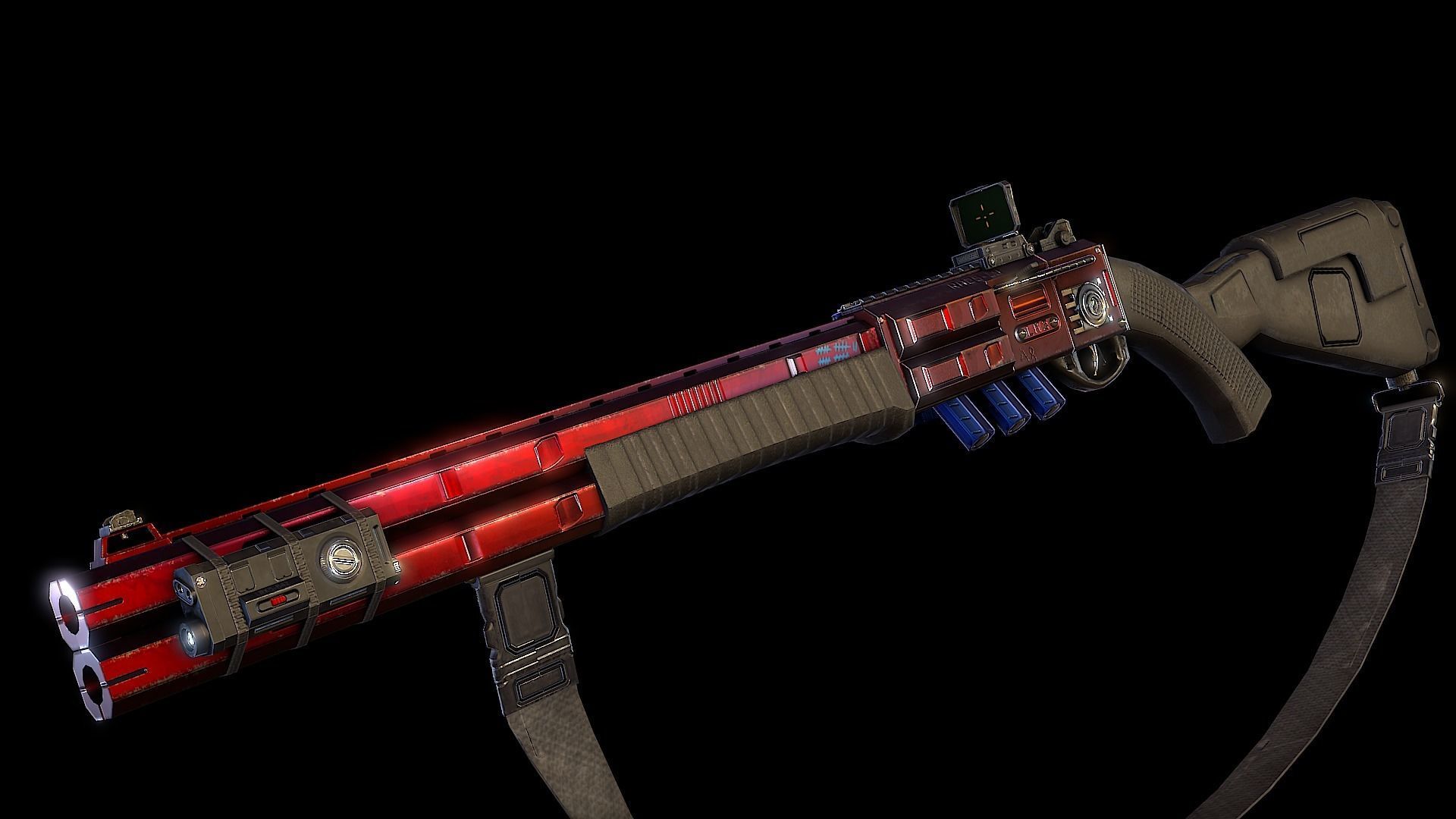 RA2539 Sci-Fi Double Barreled Shotgun Low-poly 3D model_18