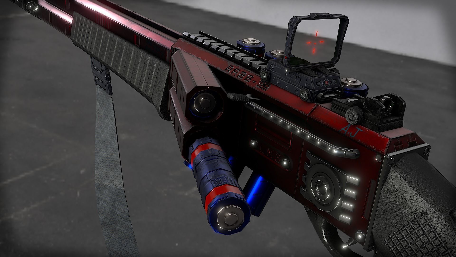 RA2539 Sci-Fi Double Barreled Shotgun Low-poly 3D model_6