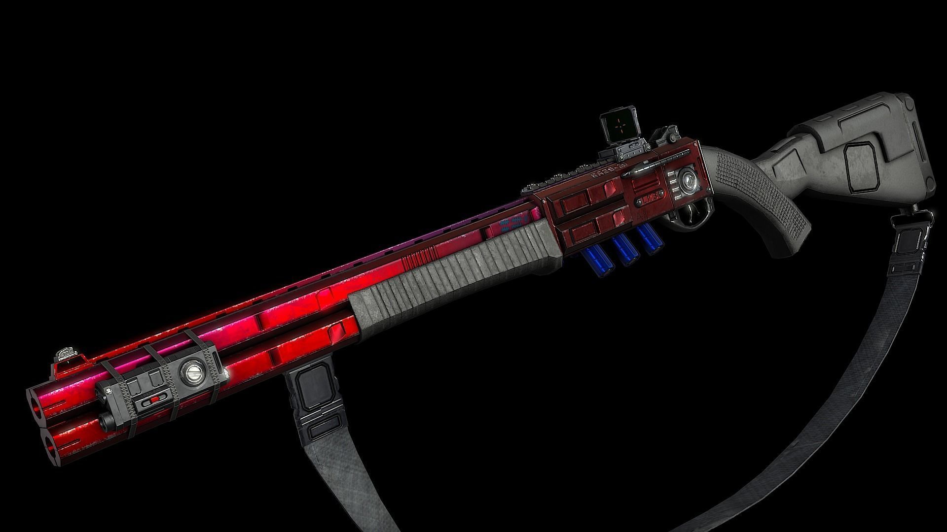 RA2539 Sci-Fi Double Barreled Shotgun Low-poly 3D model_5