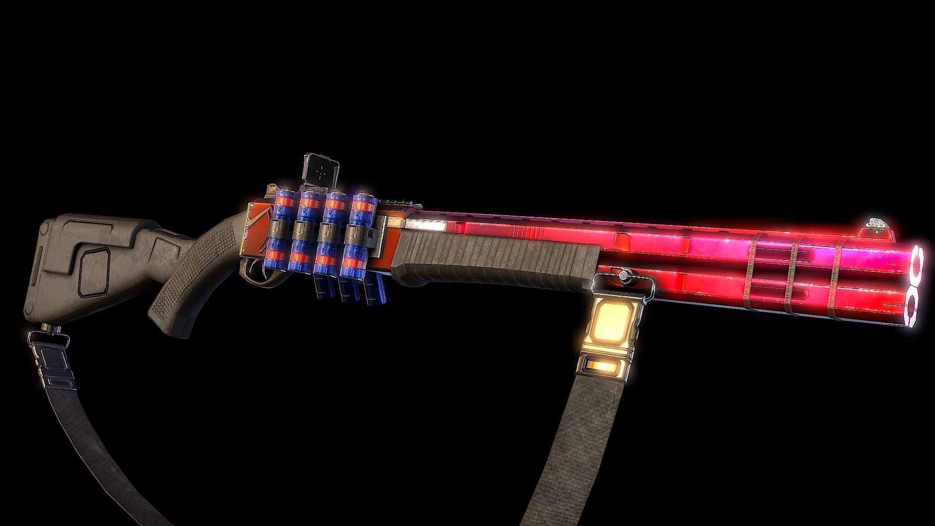 RA2539 Sci-Fi Double Barreled Shotgun Low-poly 3D model_10