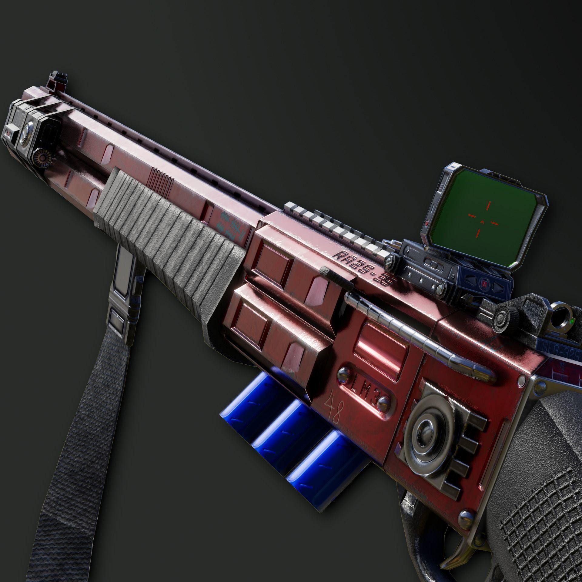 RA2539 Sci-Fi Double Barreled Shotgun Low-poly 3D model_1