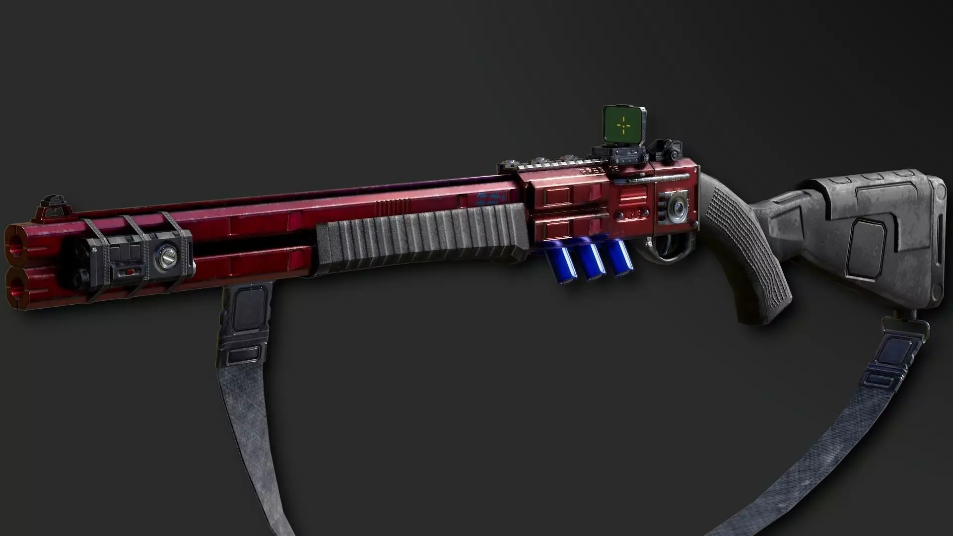 RA2539 Sci-Fi Double Barreled Shotgun Low-poly 3D model_0