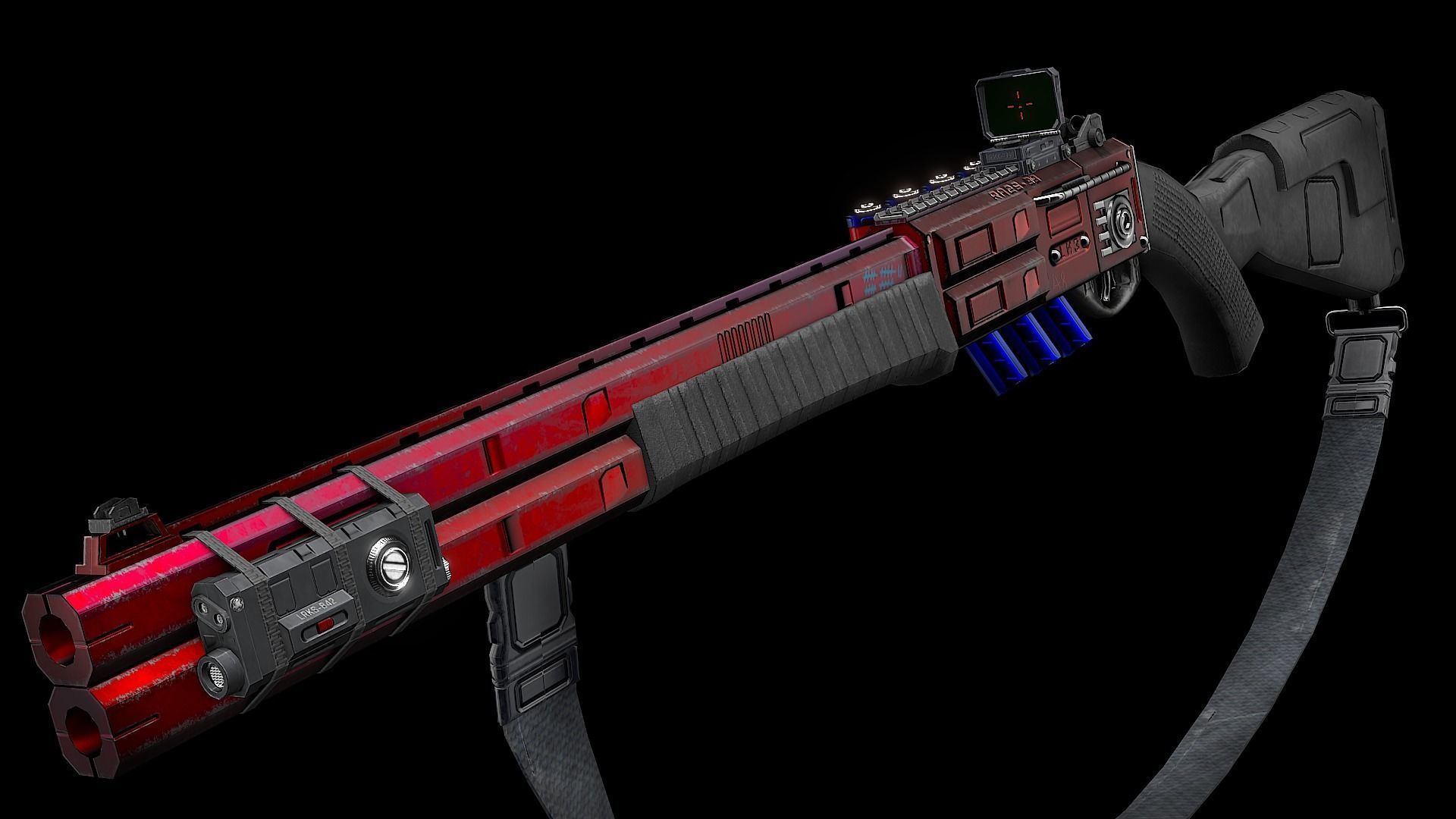 RA2539 Sci-Fi Double Barreled Shotgun Low-poly 3D model_17