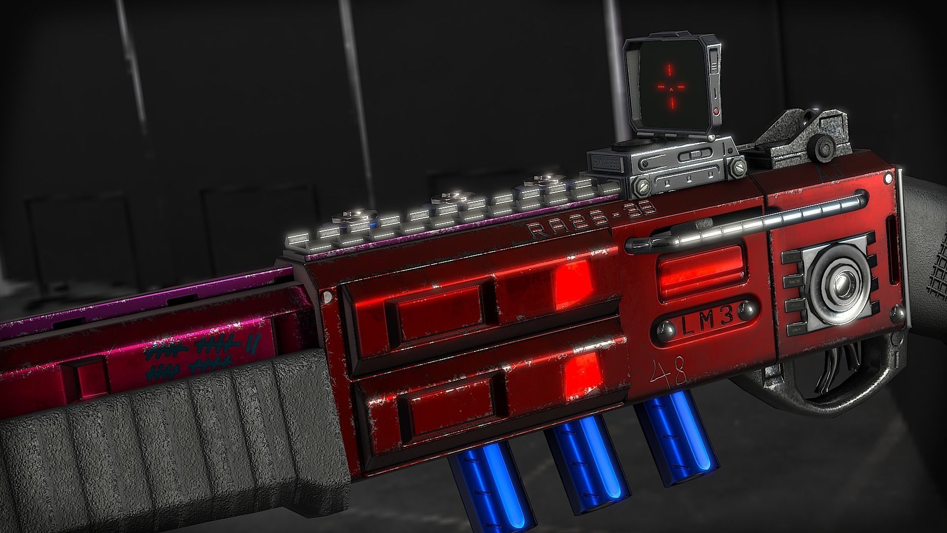 RA2539 Sci-Fi Double Barreled Shotgun Low-poly 3D model_3