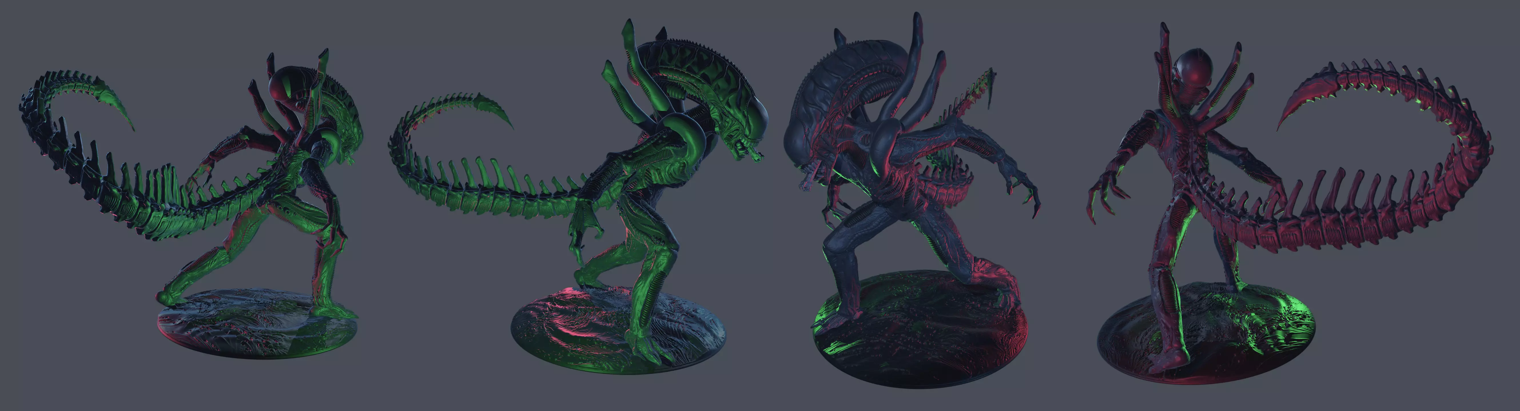 Alien Model four aliens 3D print model