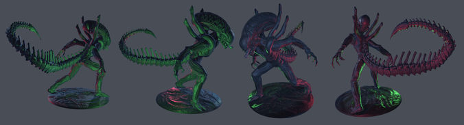 Alien Model four aliens 3D print model