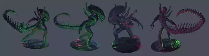 Alien Model four aliens 3D print model