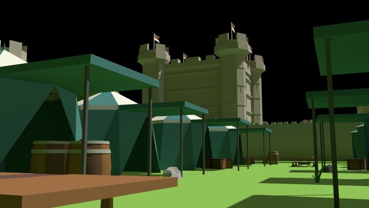 Simple Poly Medieval City Low-poly 3D model_2