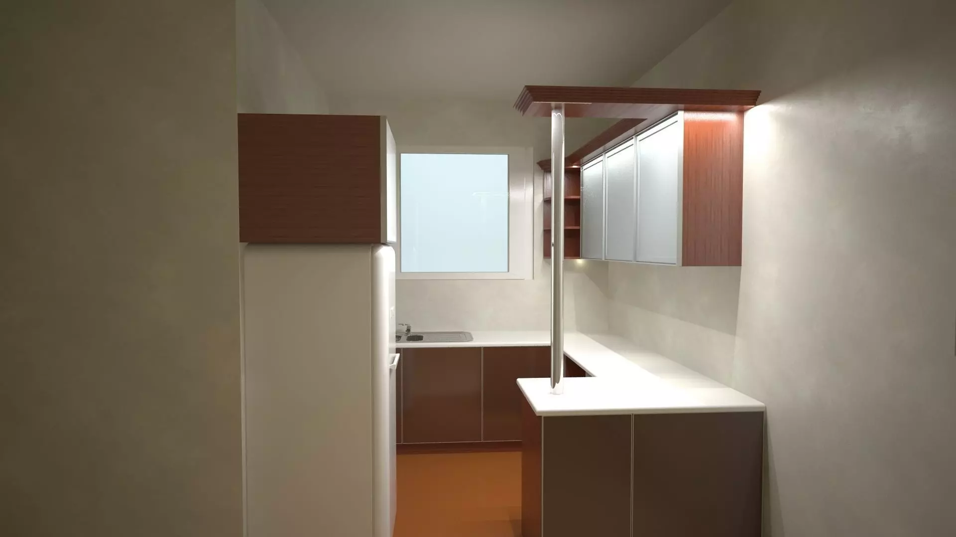 Kitchen with alu frame front forest Free 3D model