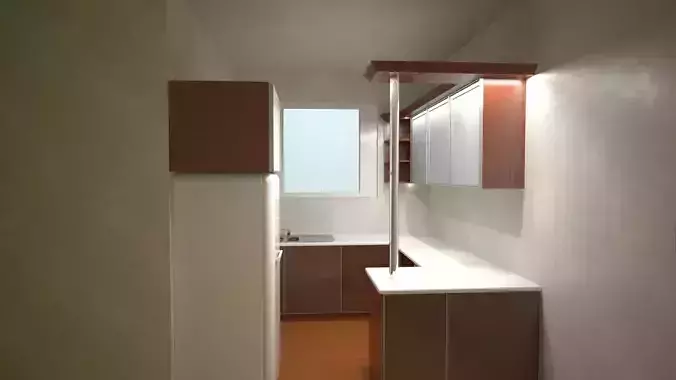 Kitchen with alu frame front forest