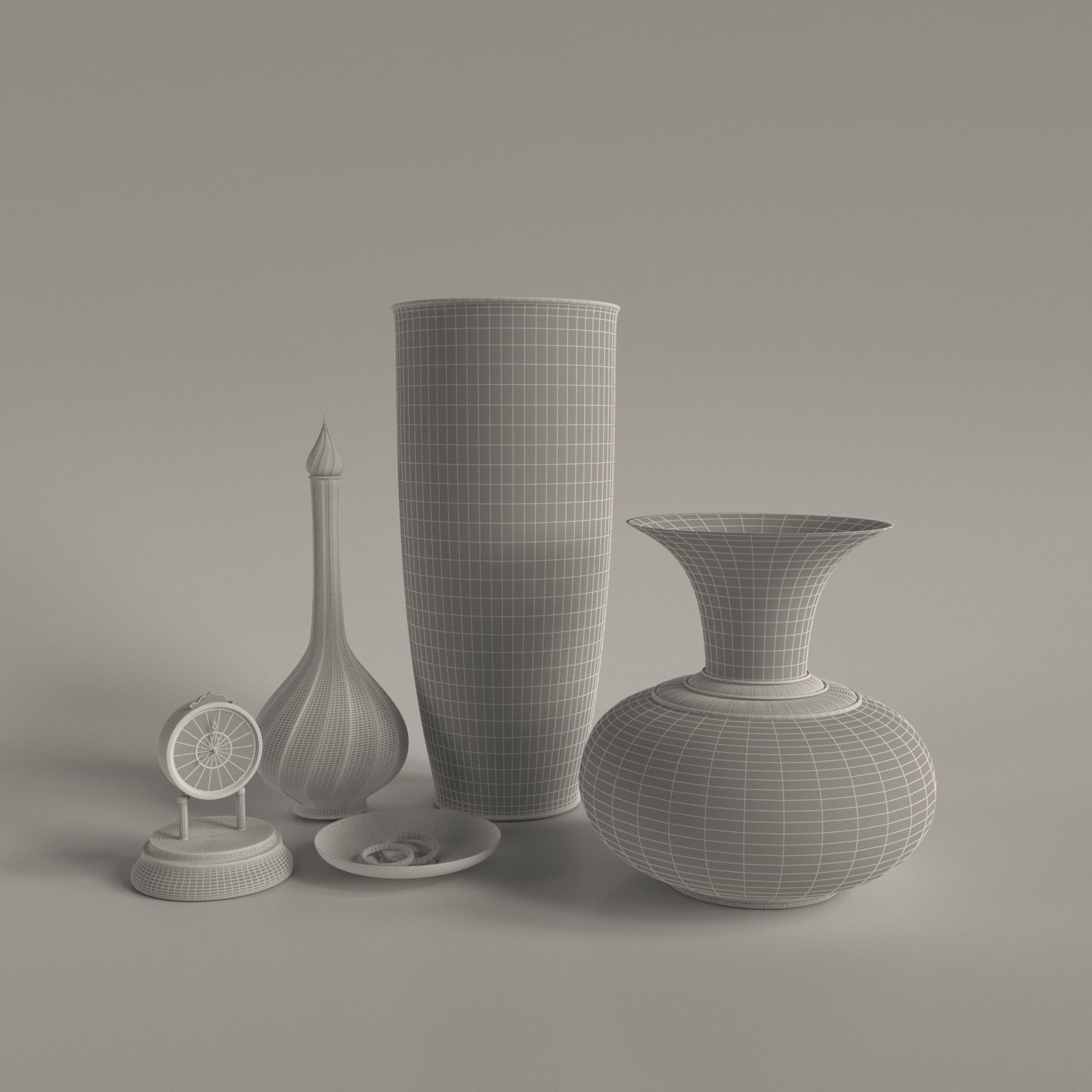Classic Vases Decor Set 3D model_3