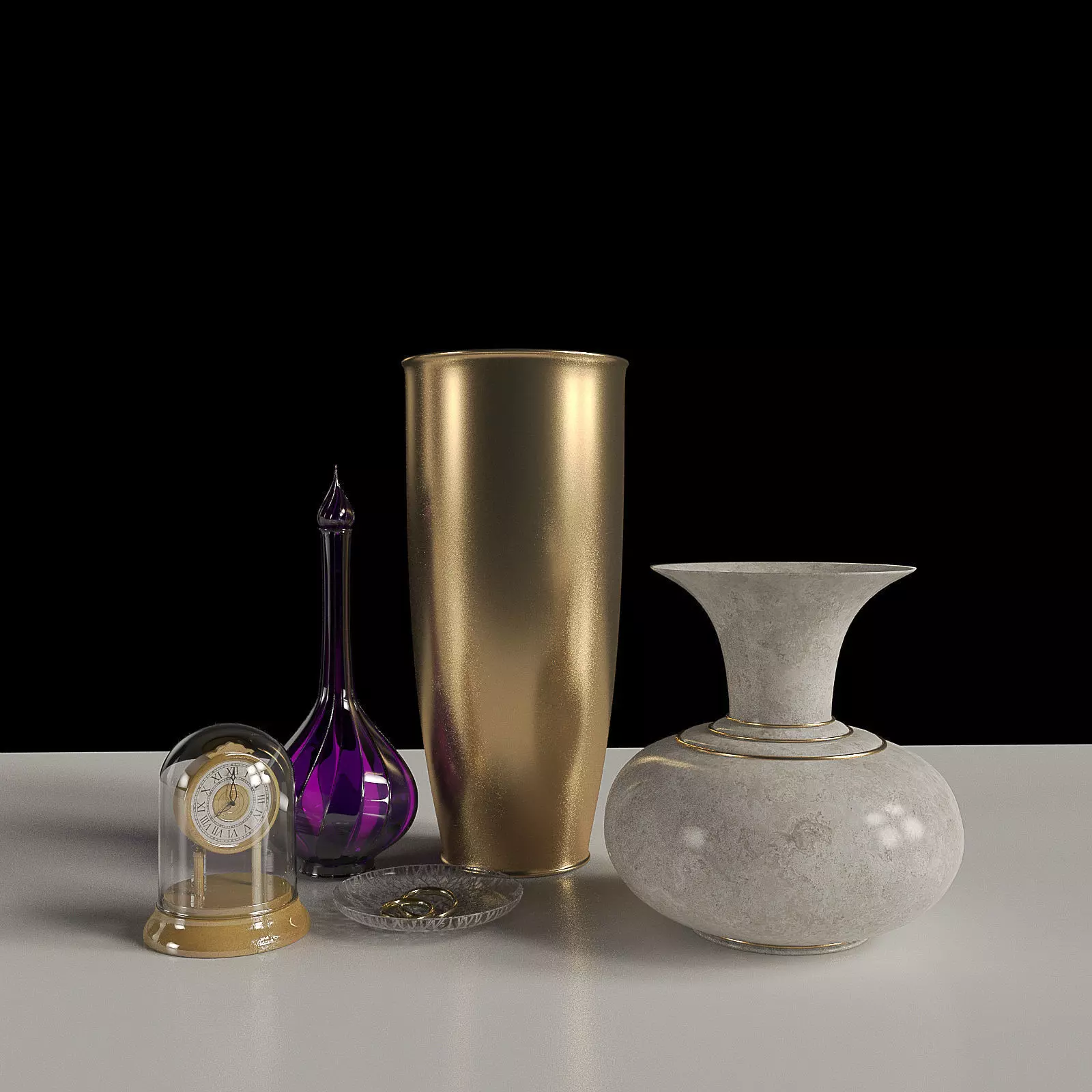 Classic Vases Decor Set 3D model_0