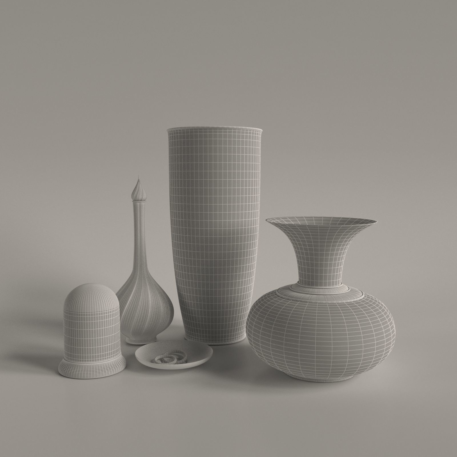 Classic Vases Decor Set 3D model_2