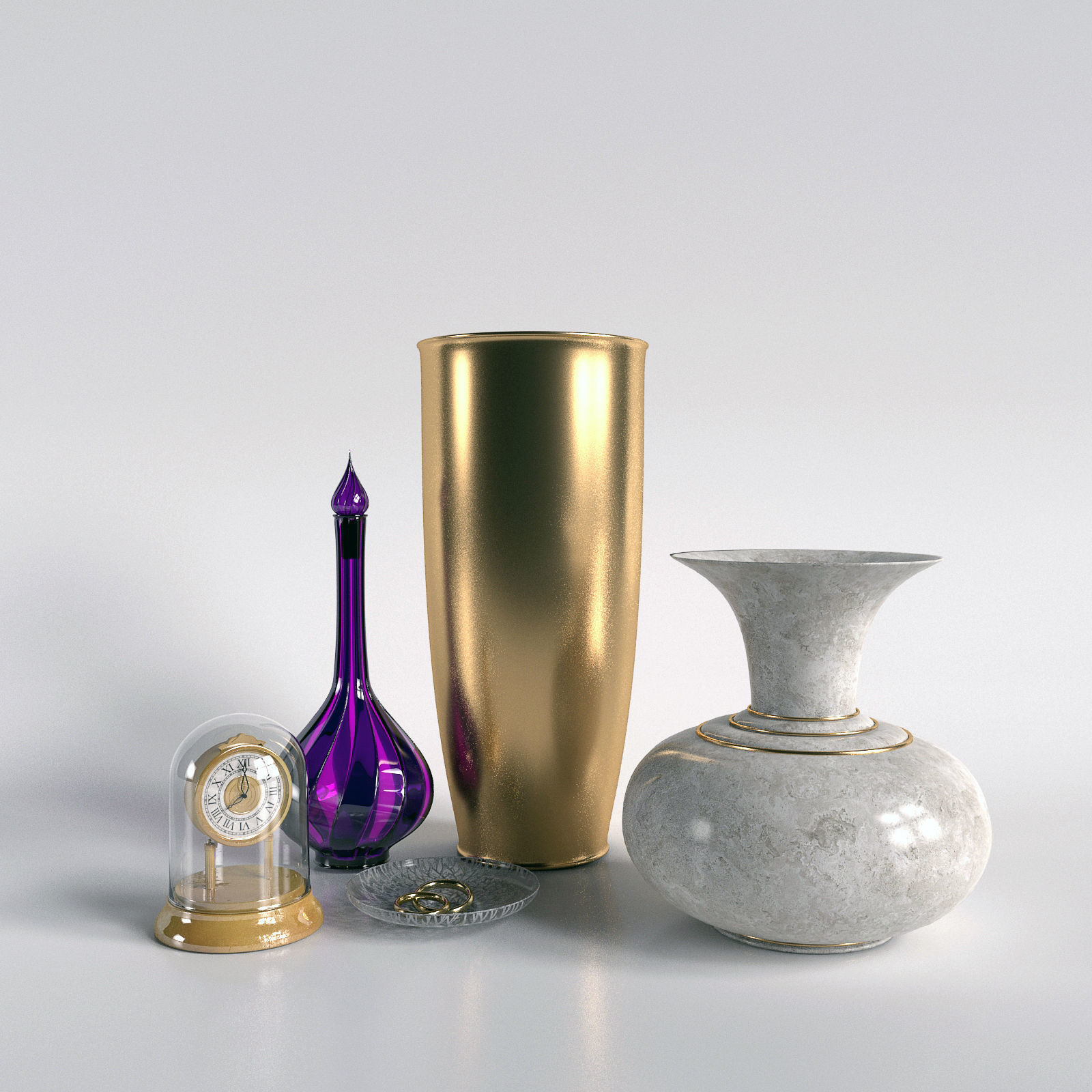 Classic Vases Decor Set 3D model_1