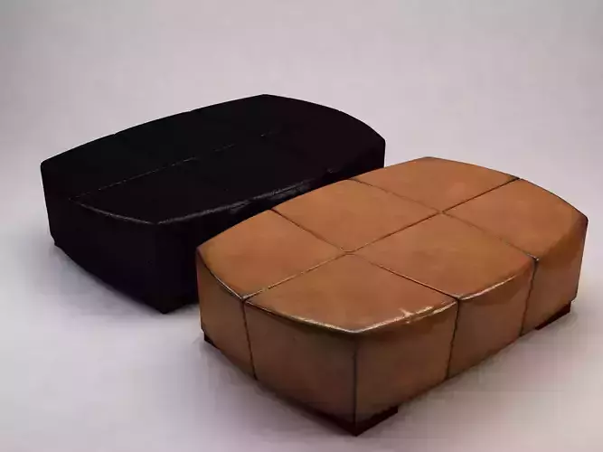 BANQUETTE---Leather tan leather ottoman