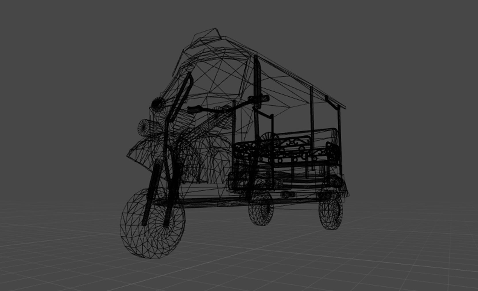 Tuk Tuk three wheelers taxi car Low-poly 3D model_5