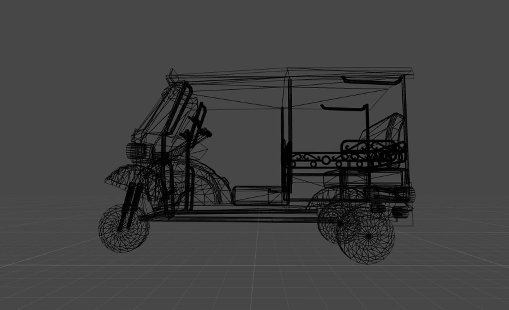 Tuk Tuk three wheelers taxi car Low-poly 3D model_6