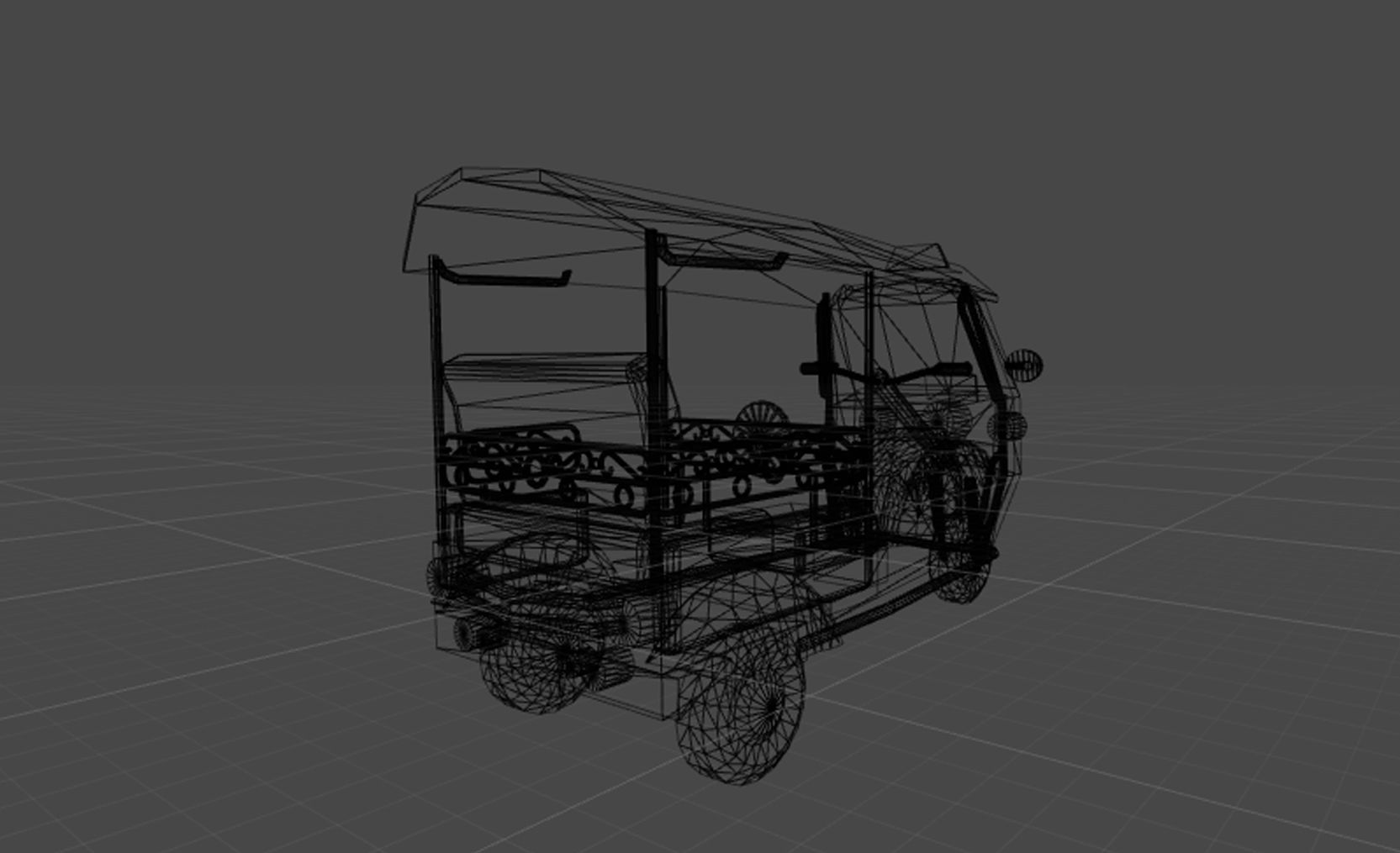 Tuk Tuk three wheelers taxi car Low-poly 3D model_7
