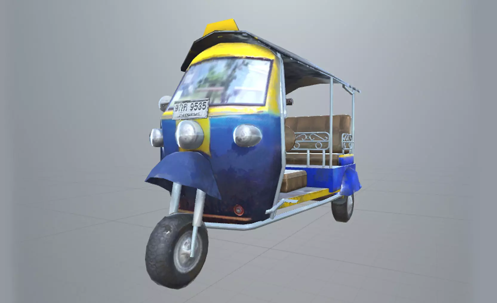 Tuk Tuk three wheelers taxi car Low-poly 3D model_0