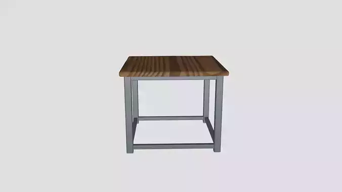 table side with metal frame and wooden top