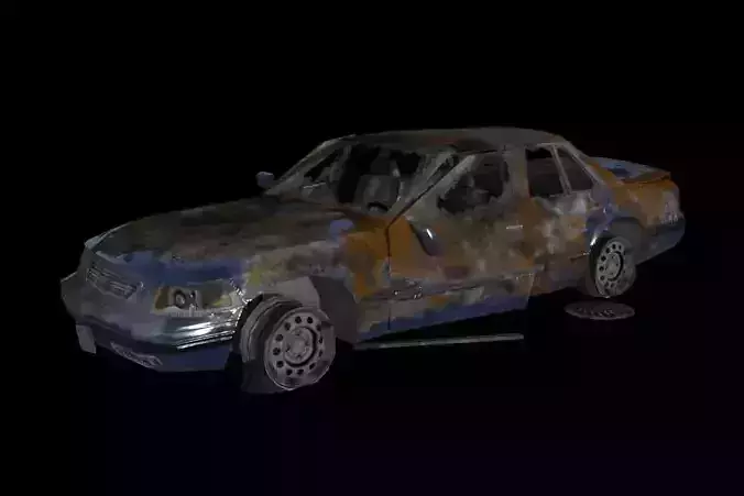 Burnt Out Car Low-poly 3D model