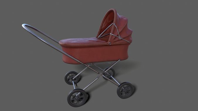 Baby carriage Low-poly 3D model
