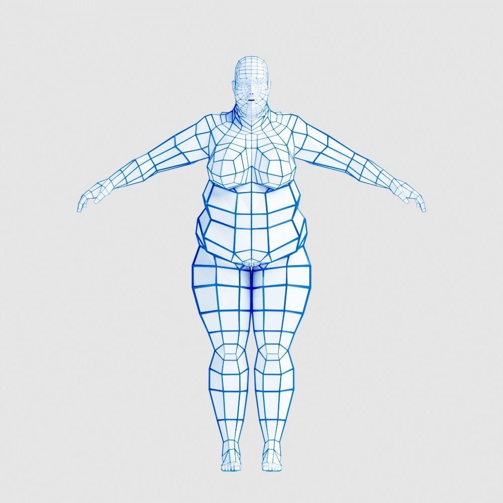 Woman Fat Low-poly 3D model_1