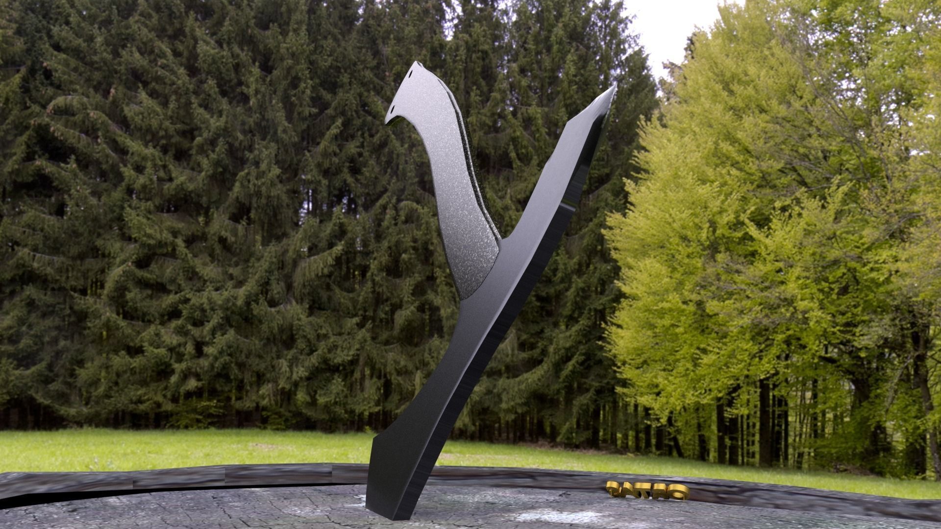 ORTAS AXE NO 11 GAME READY TACTICAL TOMAHAWK Low-poly 3D model_7