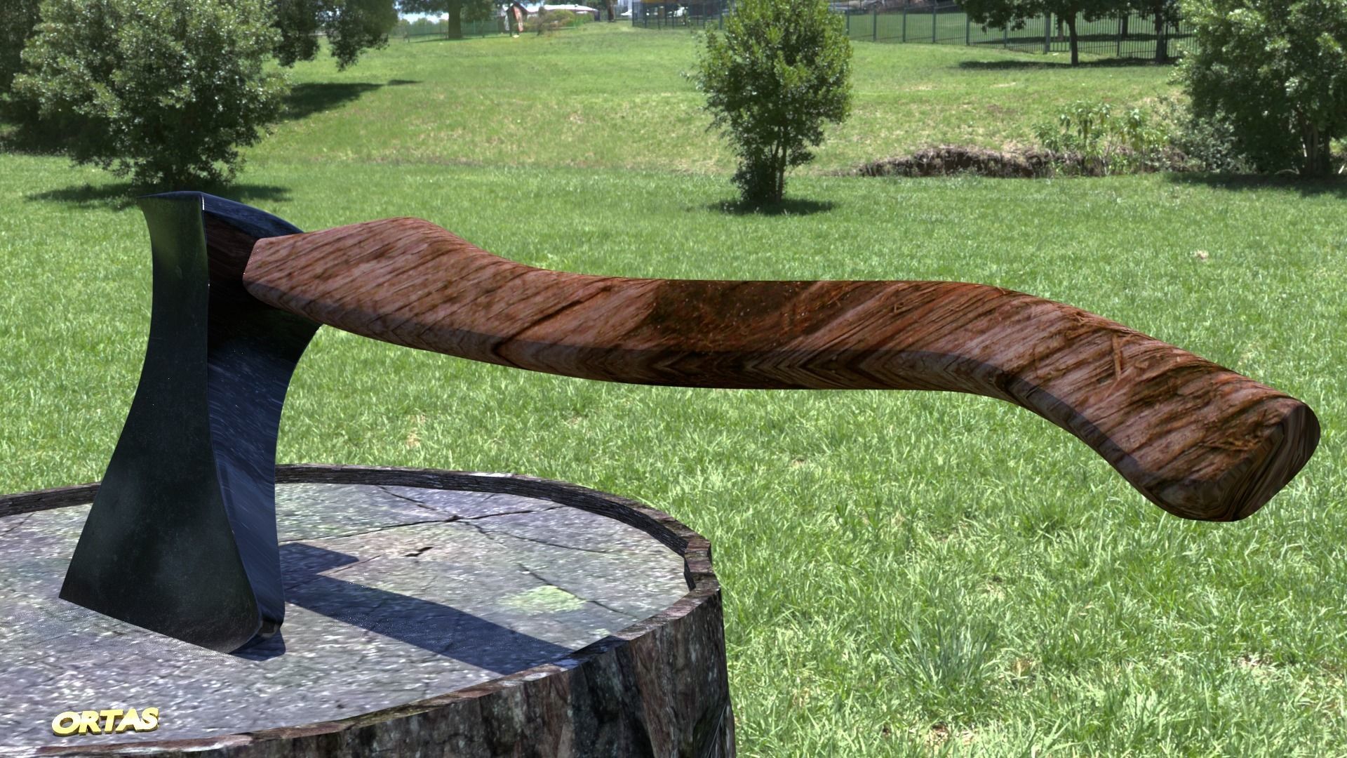 ORTAS AXE NO 14 GAME READY HEAVY STEEL FOREST AXE 3D model_2