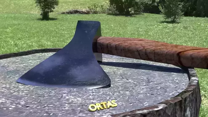 ORTAS AXE NO 14 GAME READY HEAVY STEEL FOREST AXE 3D model