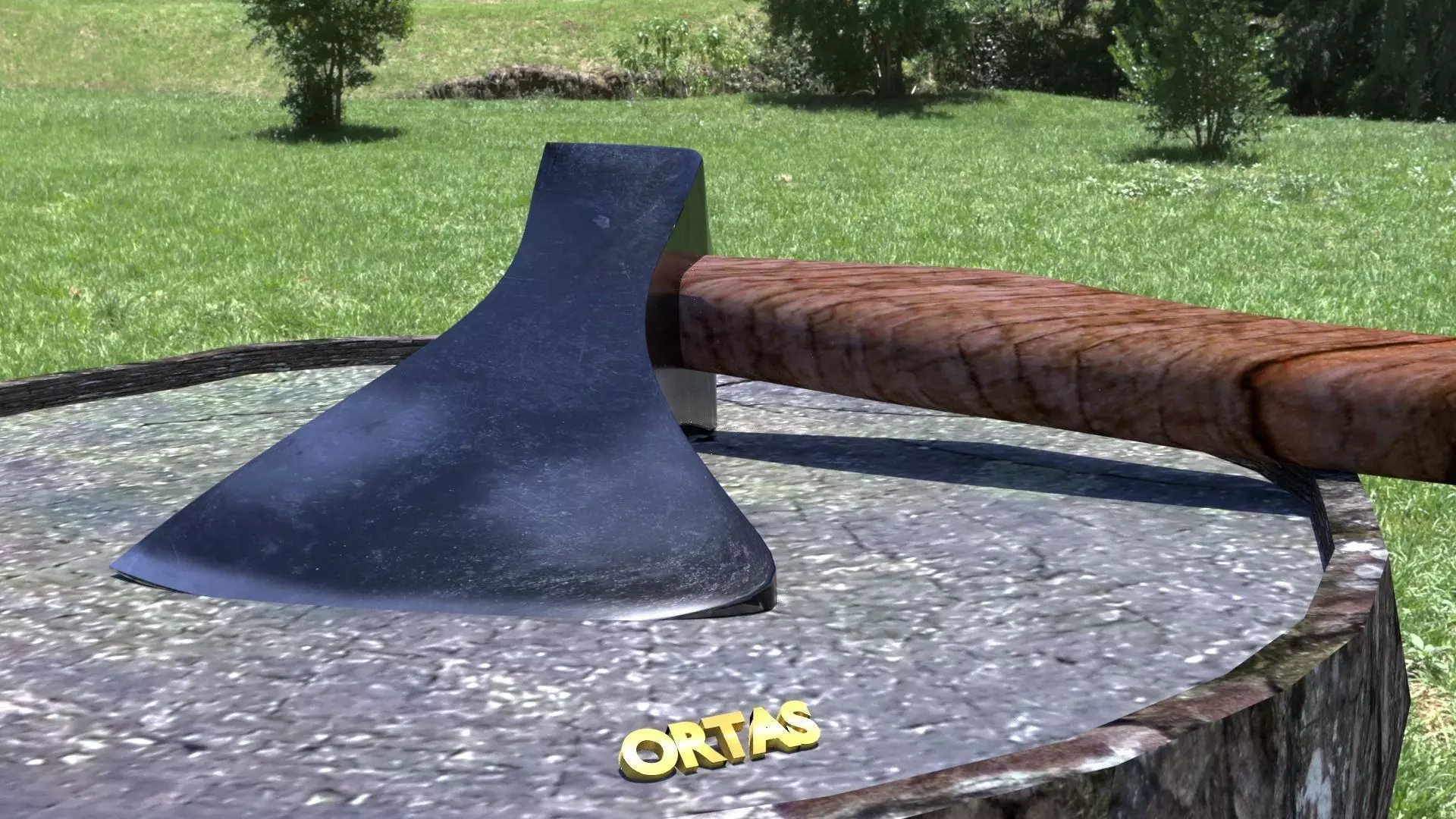 ORTAS AXE NO 14 GAME READY HEAVY STEEL FOREST AXE 3D model_0