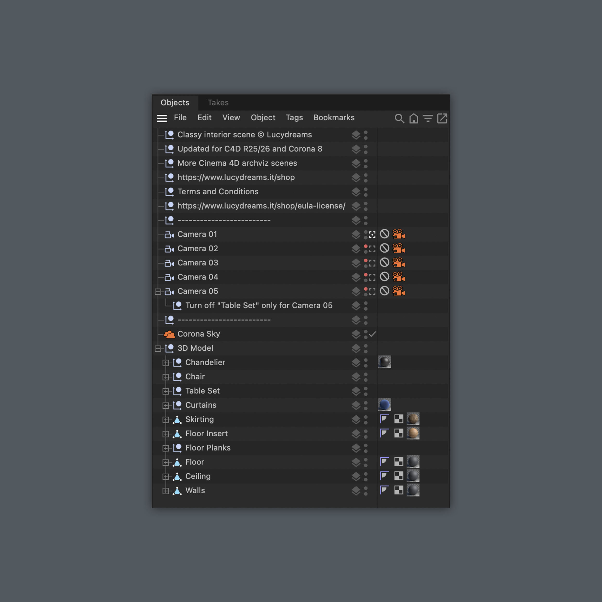 Classy interior scene 3D model_2
