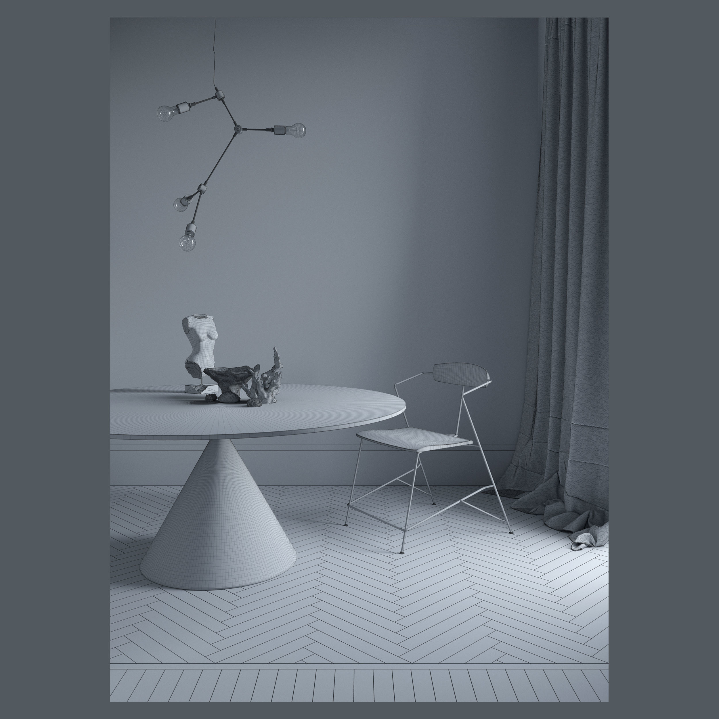 Classy interior scene 3D model_1